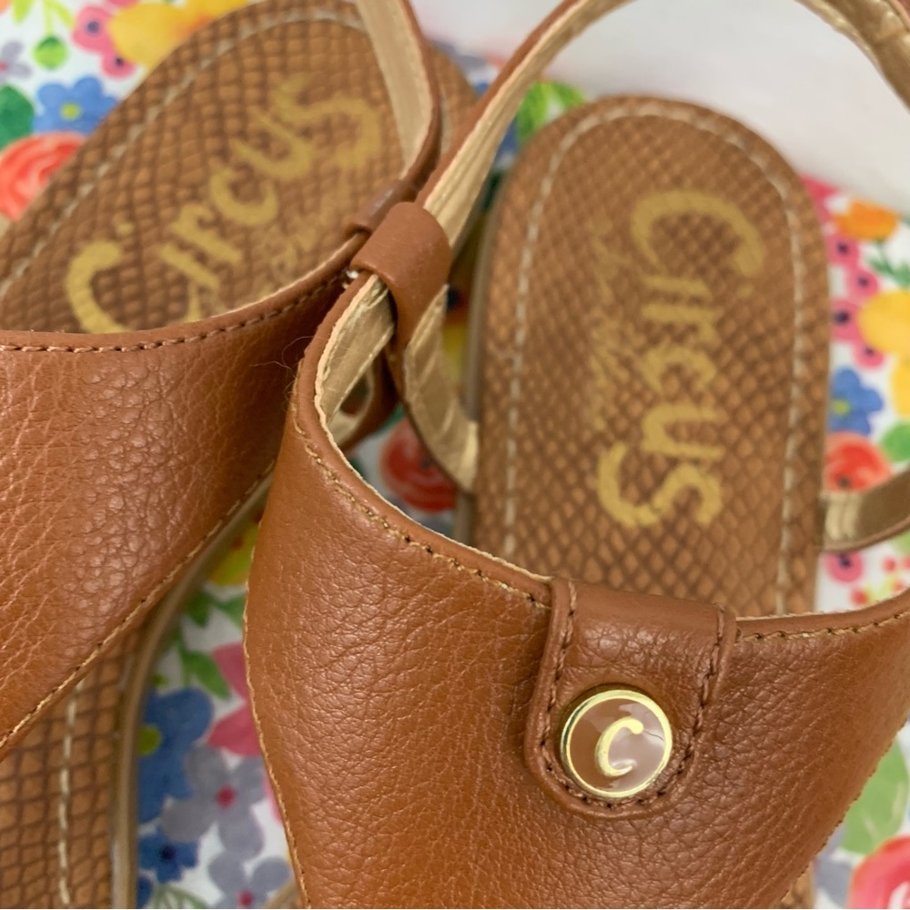 CIRCUS for SAM EDELMAN Carolina Thong Sandals Cognac Croc Textured Sole 7M